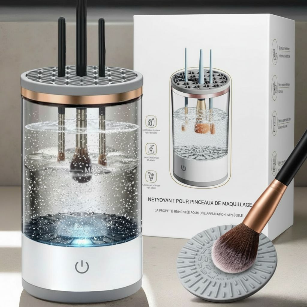 Nettoyeur Automatique de Pinceaux de Maquillage "Rapide & Efficace"